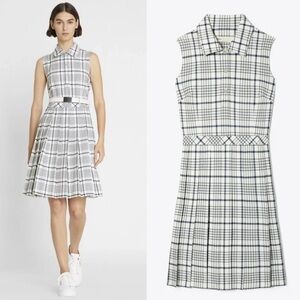 ✨ Tory Burch Printed Pleated Golf Dress in Sesame Uptown Plaid ✨